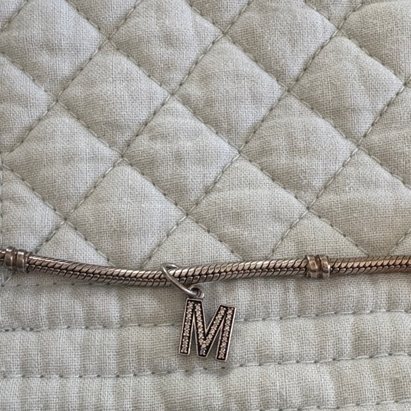 Pandora Silver Bracelet with M Charm - Picture 1 of 1